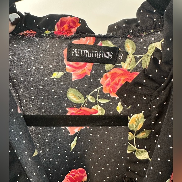 Black Floral Polka Dot Dress - Picture 4 of 4